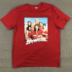 Old Navy Baywatch Graphic Tee Shirt Sz.S Red Crew Neck Short Sleeve